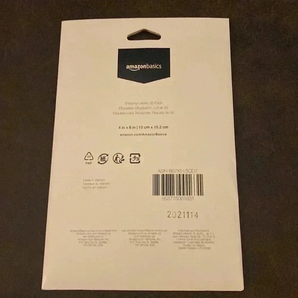 Amazon Basics Shipping Labels 20 pack 4x6 NWOT